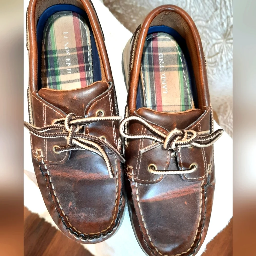 Lands End Boys Brown Loafers size 2